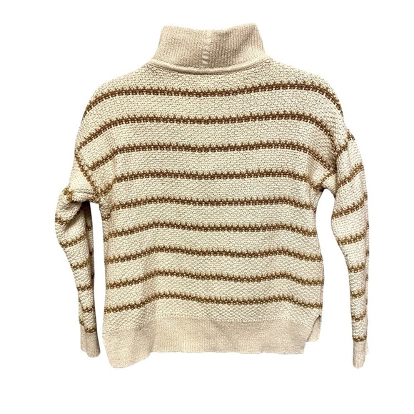 Madewell Canby Button Mockneck Sweater Tan/Antique Stripes Cream Womens size XXS - Picture 9 of 10